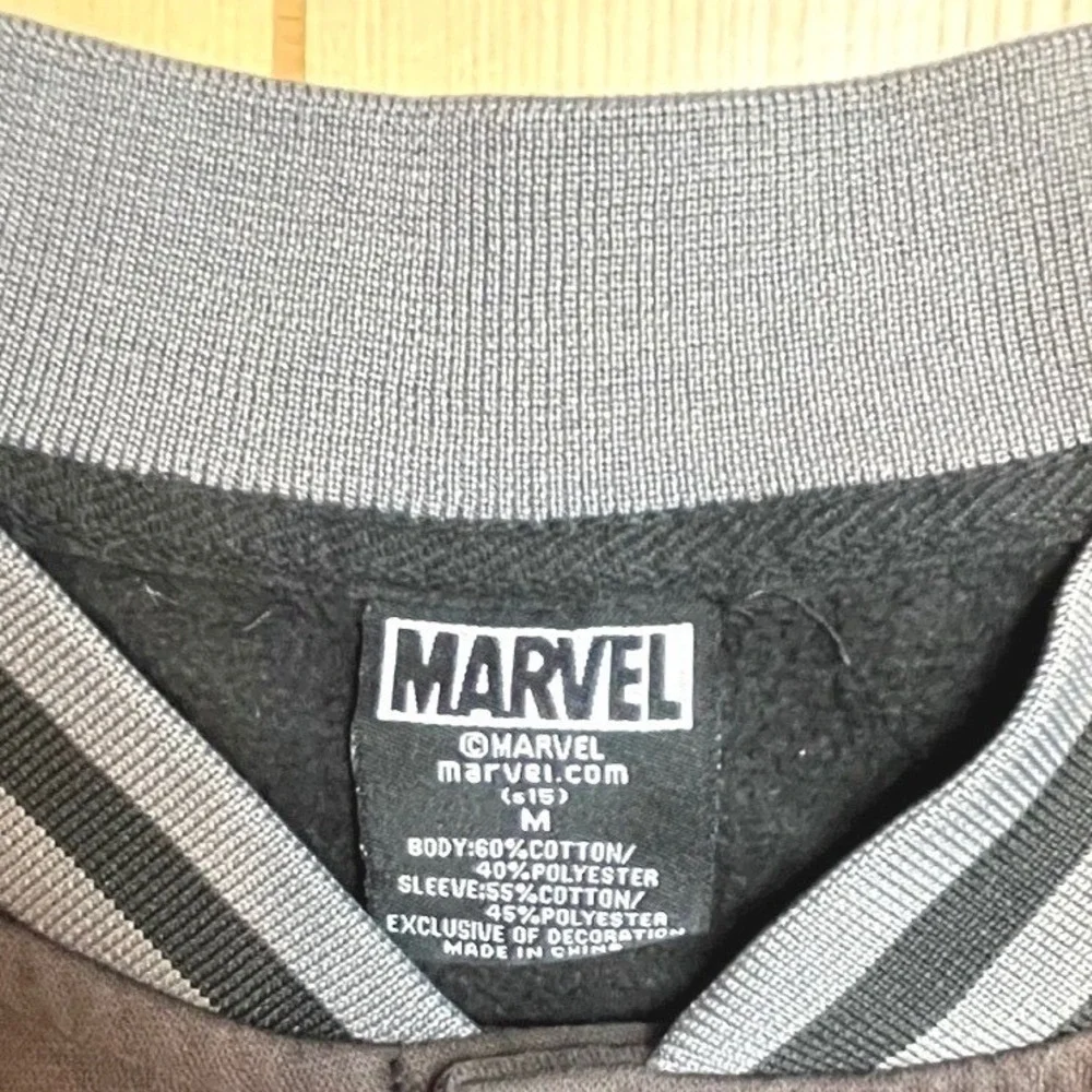 Marvel Mens Punisher‎ Varsity Bomber Jacket Gray Medium Skull Logo Streetwear M
